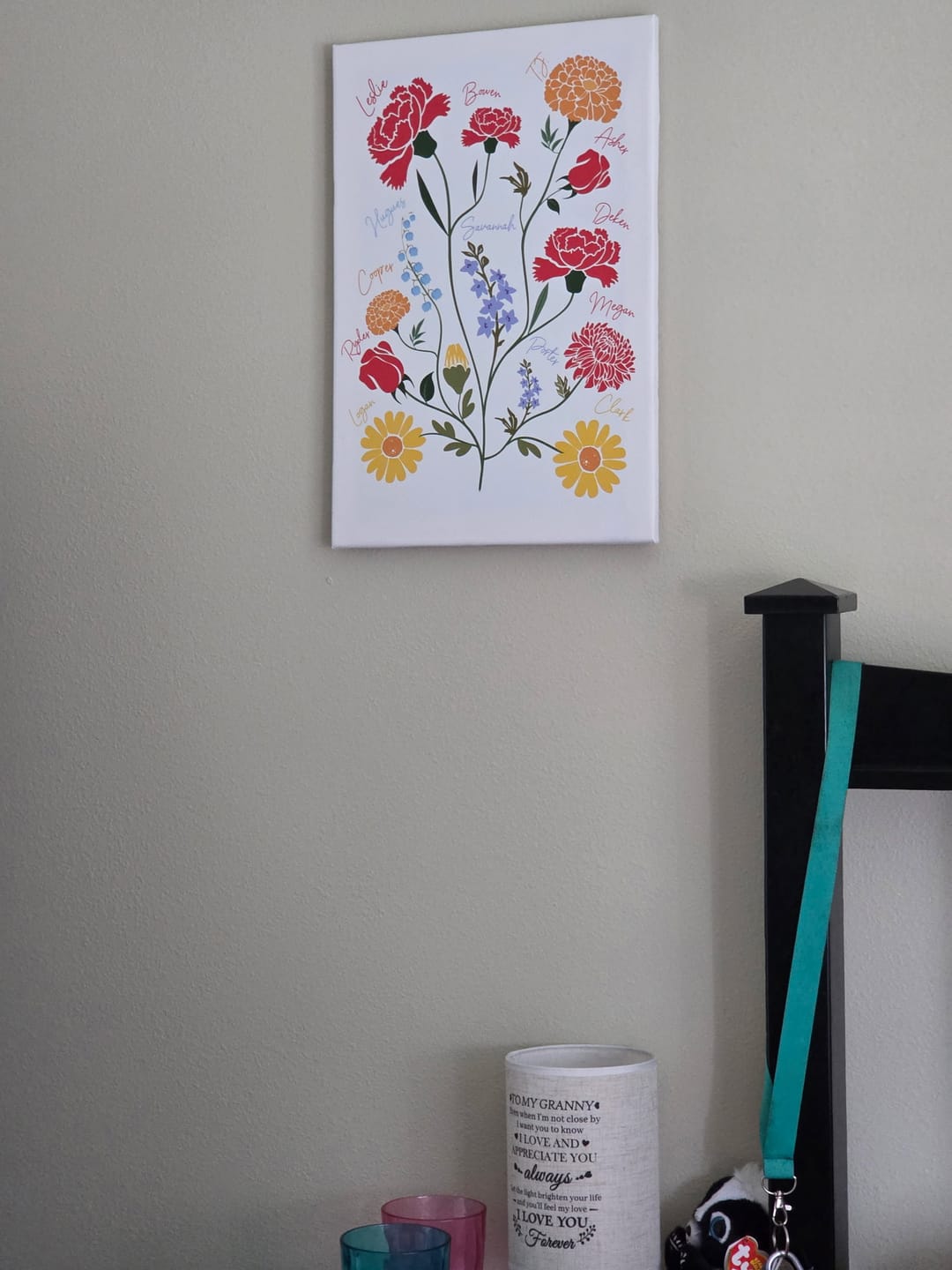 Customer photo review of Personalized Birth Flower Family Garden Canvas