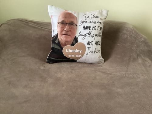 Customer photo review of Personalized Memorial Pillowcase, When You Miss Me, Custom Memorial Gift