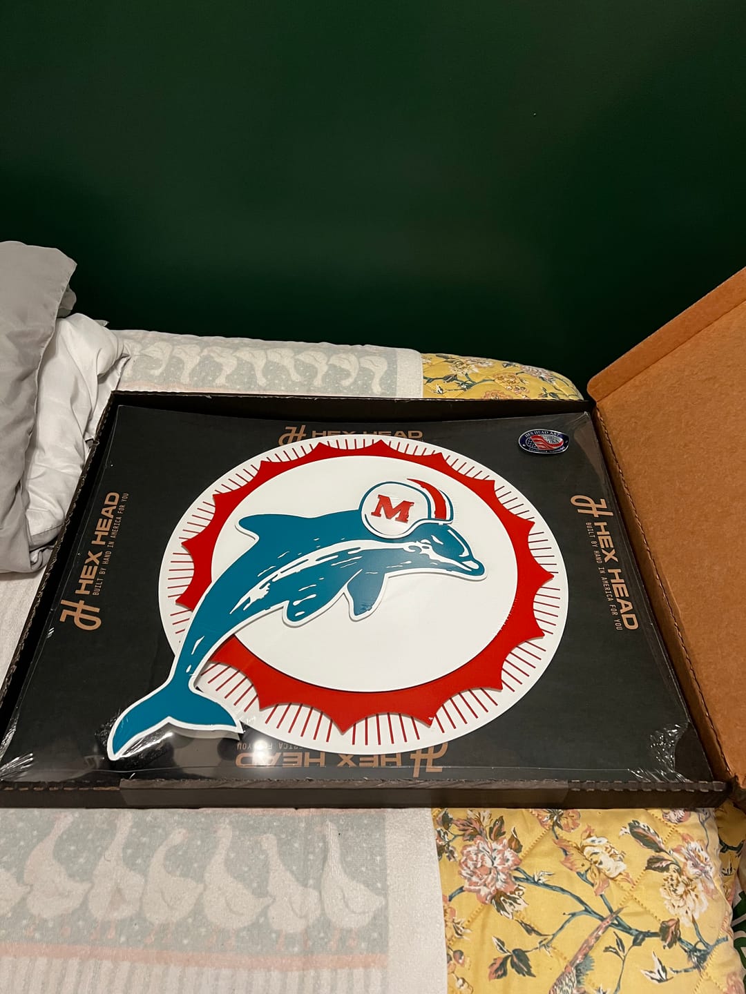 Customer photo review of Miami Dolphins Throwback "1966" 3D Vintage Metal Wall Art