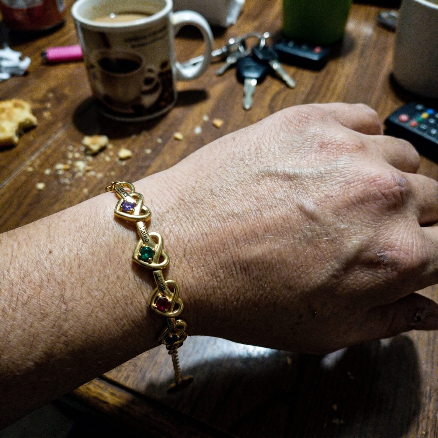Customer photo review of Pulsera Corazones con Perlas