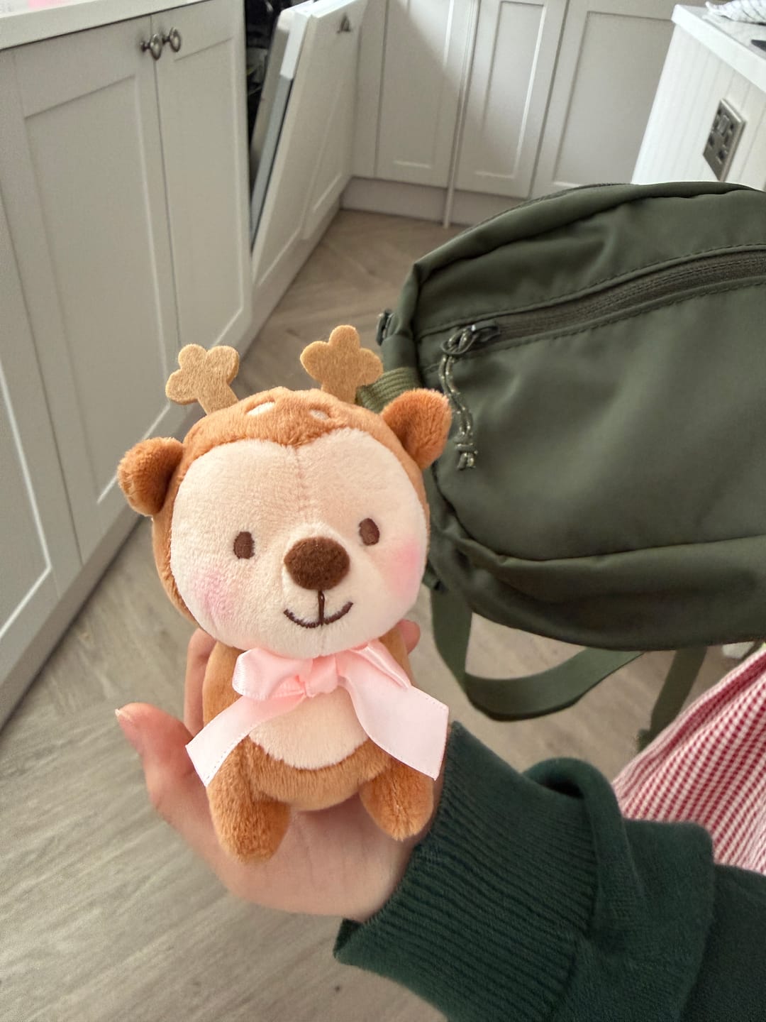 Customer photo review of Cinnamon the Deer Plush Keychain | Pink Coquette Kawaii Cottagecore Bag Charm