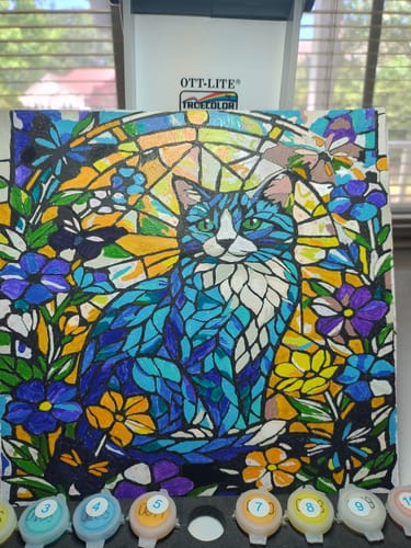 Customer photo review of Stained Glass Cat Flowers