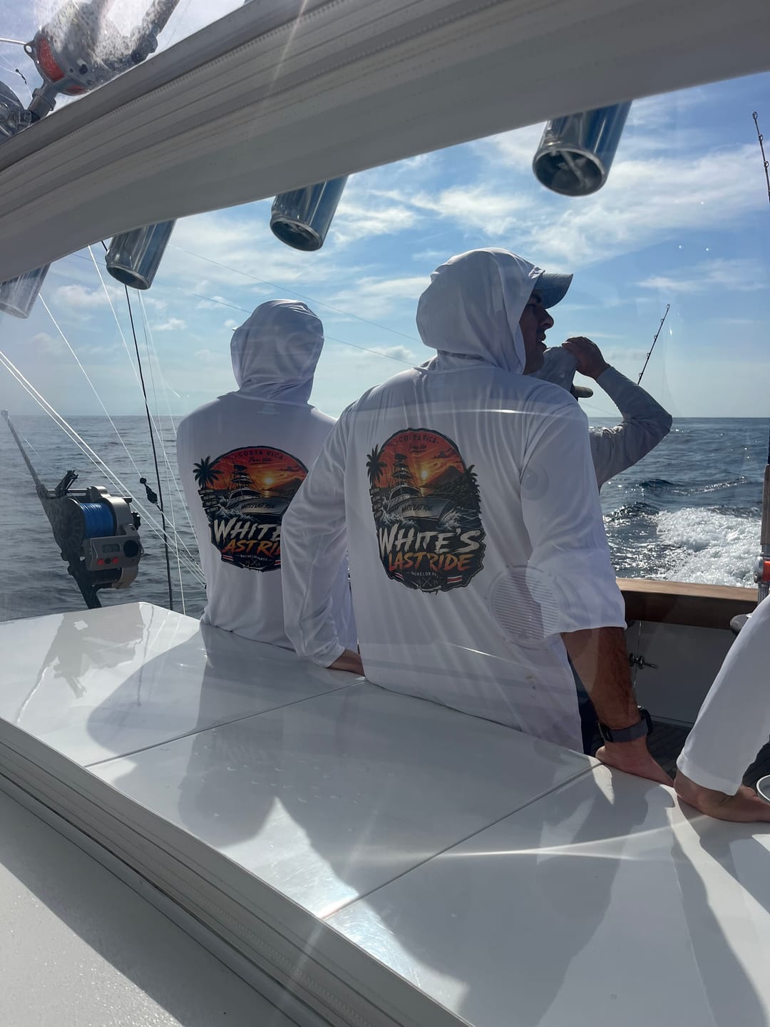 Customer photo review of AH White - Custom Hooded UPF Shirt