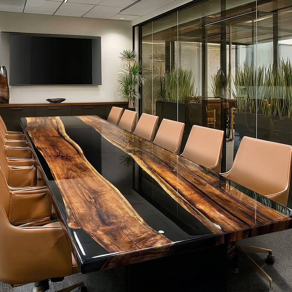 Customer photo review of Handmade Executive Boardroom Table - Extra Large Black Walnut Epoxy Conference Table - P57