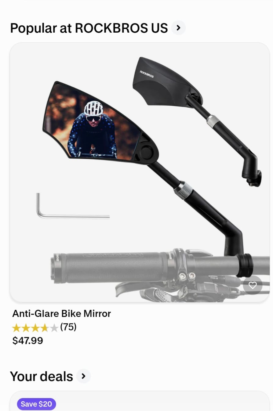 Customer photo review of Anti-Glare Bike Handlebar Mirror