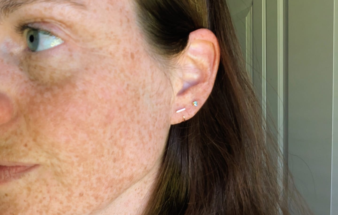 Customer photo review of Stay Close Bar Hoops