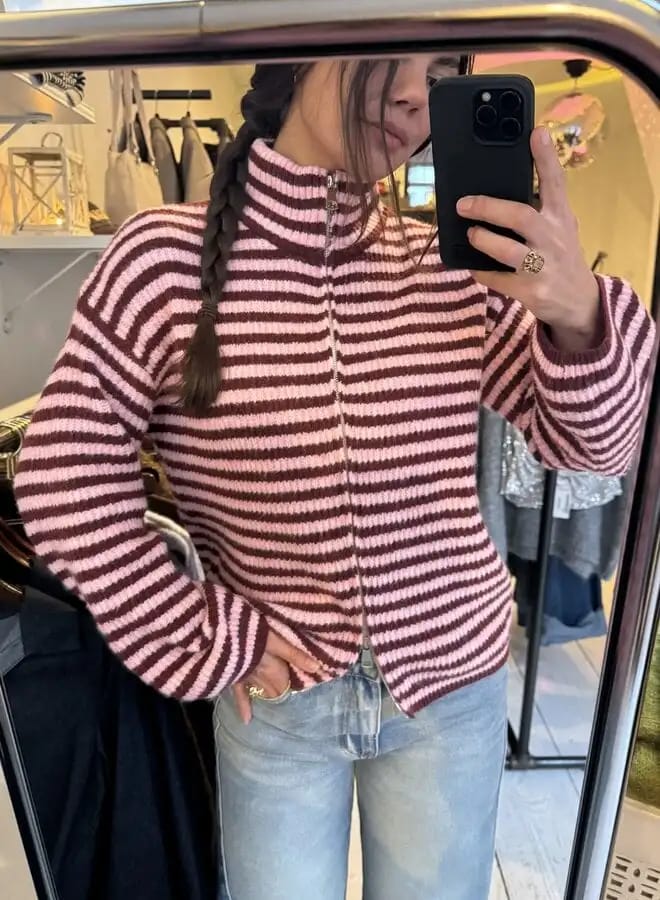 Customer photo review of Adella Knit Zip Sweater