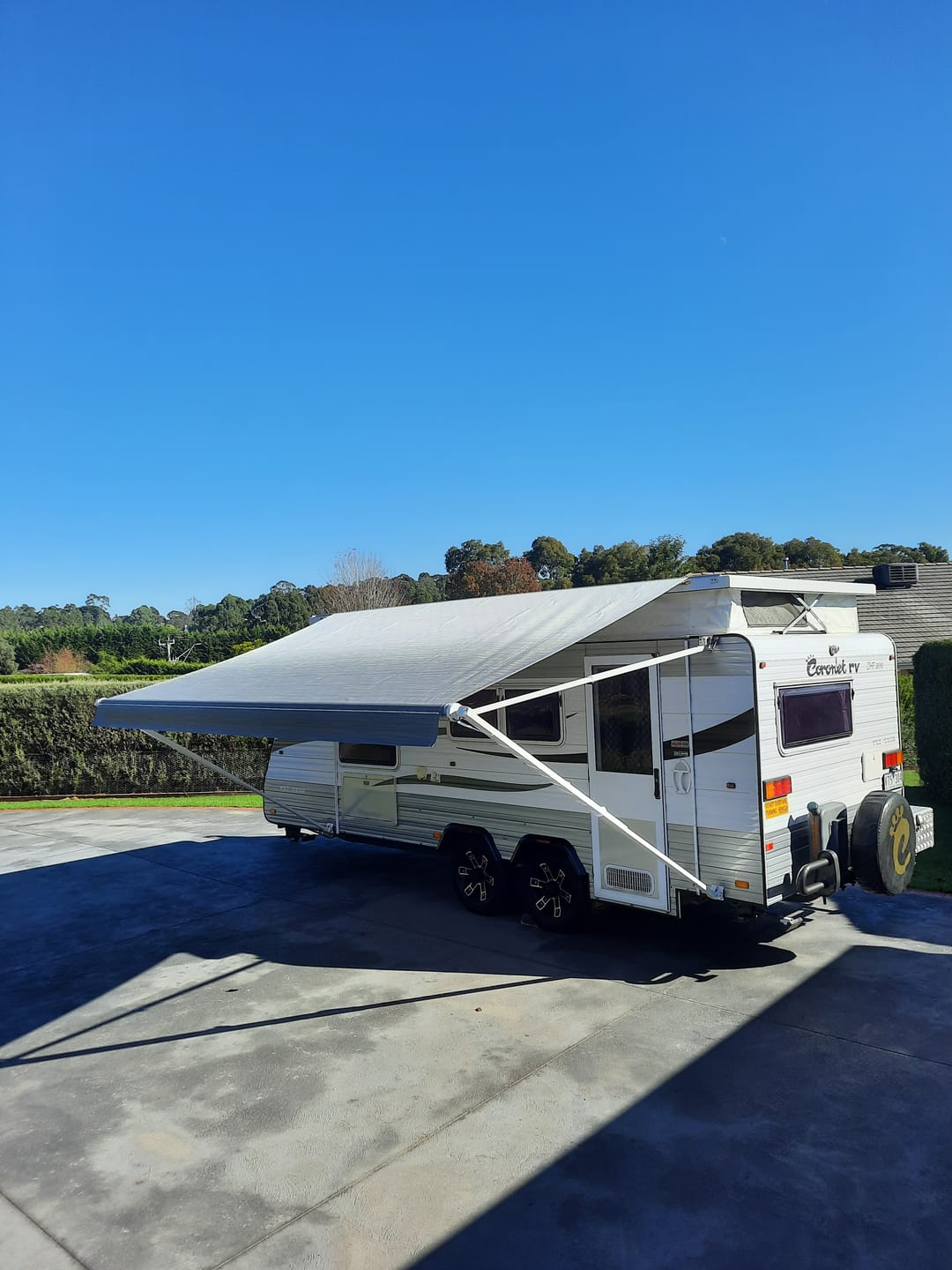 Customer photo review of Awning Replacement Vinyl - Grey Fade WA2006