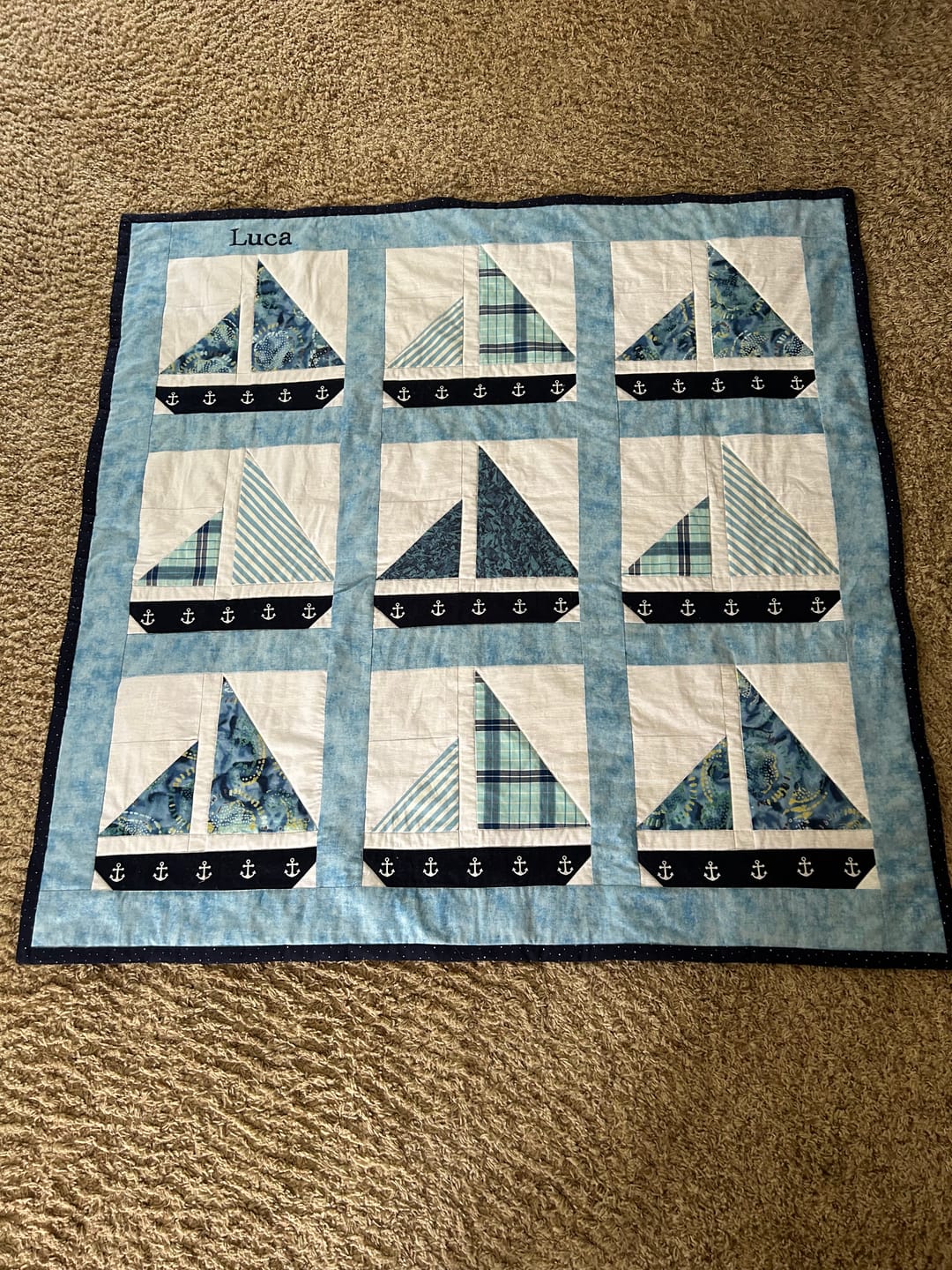 Customer photo review of Little Skipper Sailboat Baby Quilt Pattern; Digital PDF Pattern