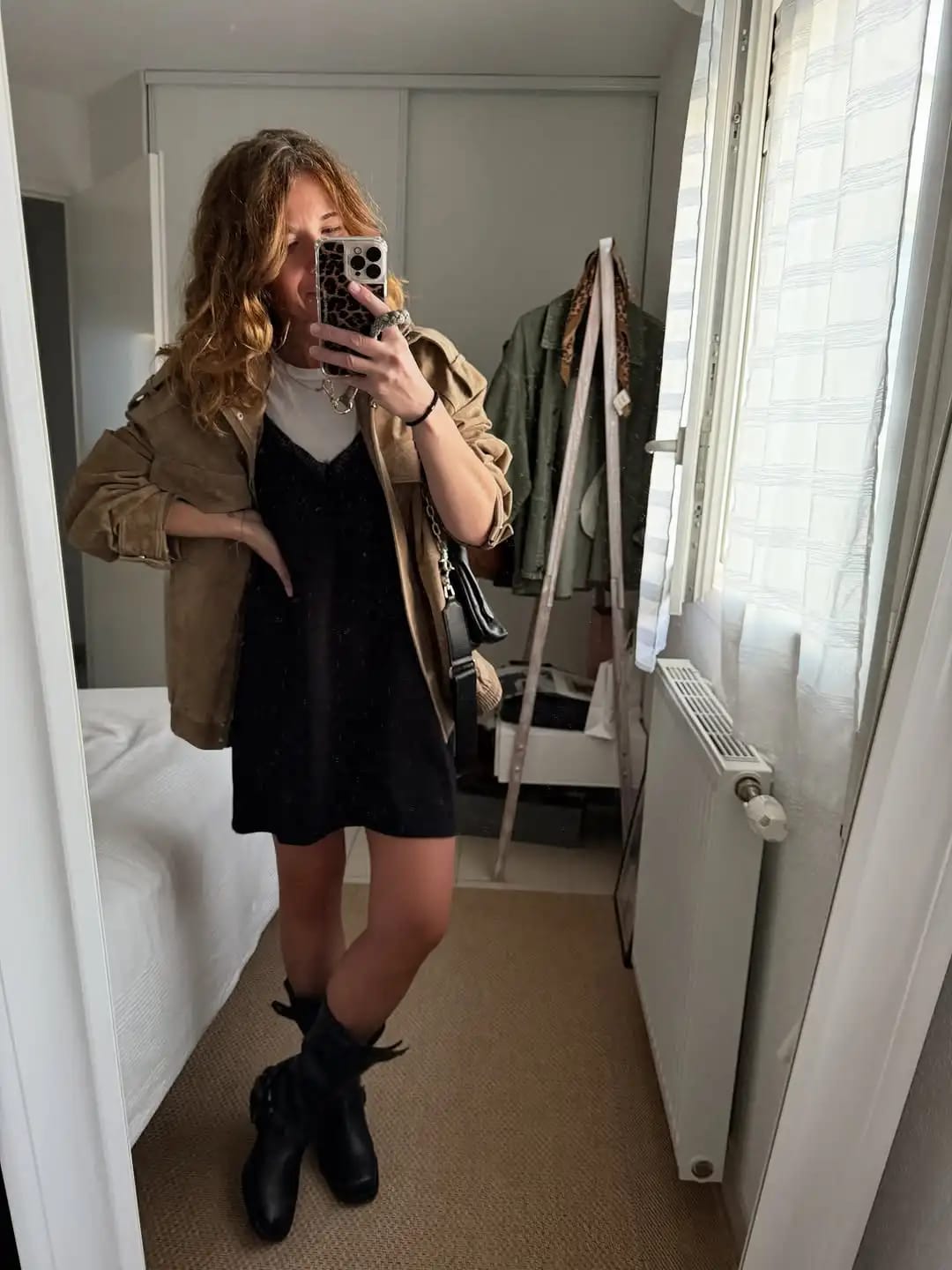 Customer photo review of Delphine High-Neck Suede Jacket