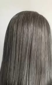 Customer photo review of Luvwin 5x5 Salt And Pepper Glueless Gray Color Pre-Cut Lace Straight Bob Wig For Black Women