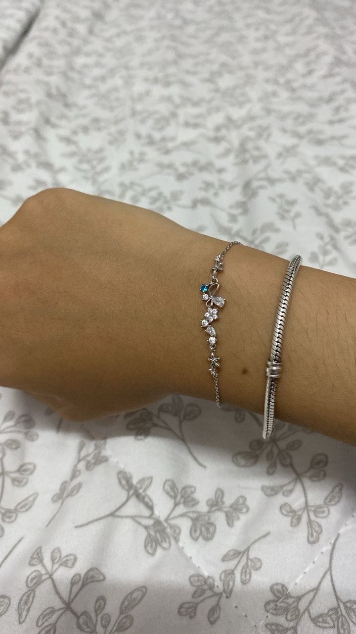 Customer photo review of Silver Rain Lily Bracelet