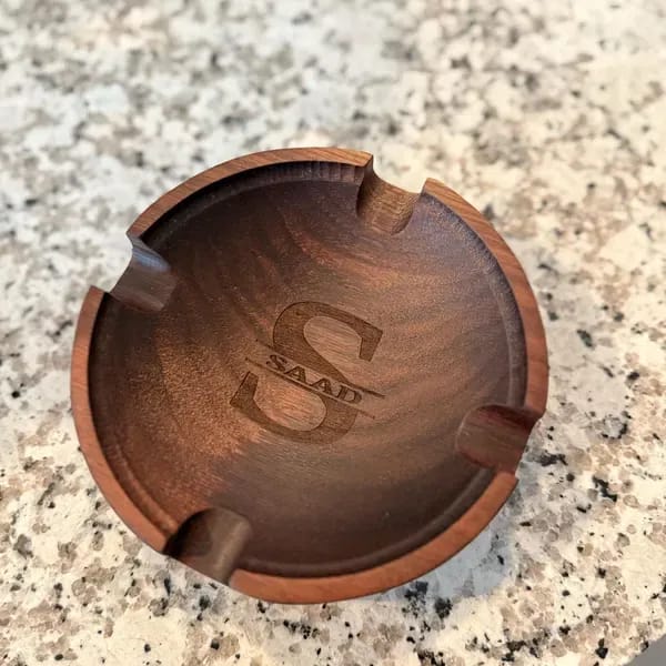 Customer photo review of Personalized Name Walnut Cigar Ash Tray for Dad,Grandpa,Boyfriend,Friend