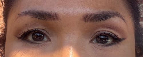 Customer's close-up photo showing long, defined lashes after applying My Amazing Lashes Mascara.