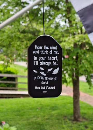Customer photo review of In The Loving Memory Personalized Wind Chimes Gifts