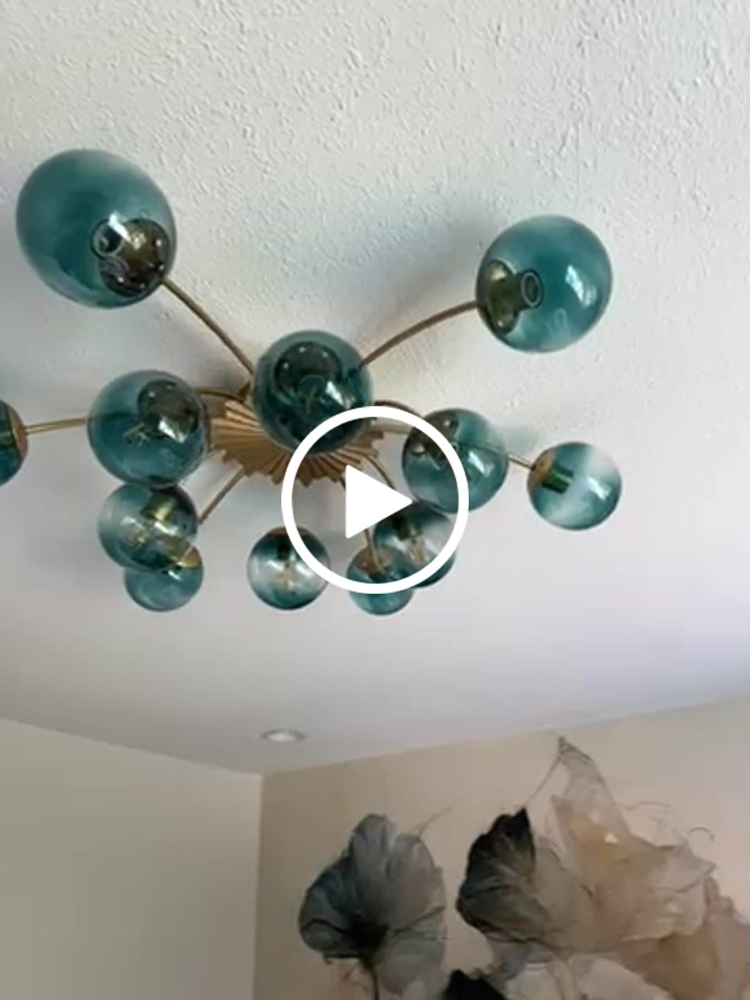 Customer video review of Glam Bloom 12-Light Blue Glass Bubble Semi Flush Chandelier