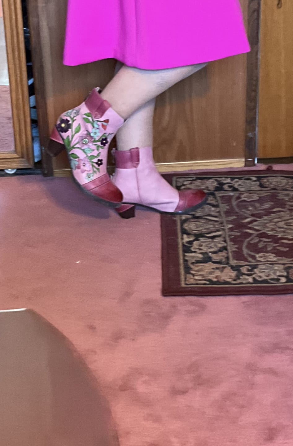 Customer photo review of Grace Blossom Pink Ankle Boots