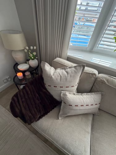 Customer photo review of Cleo Textured Faux Leather Laced Throw Pillowcase