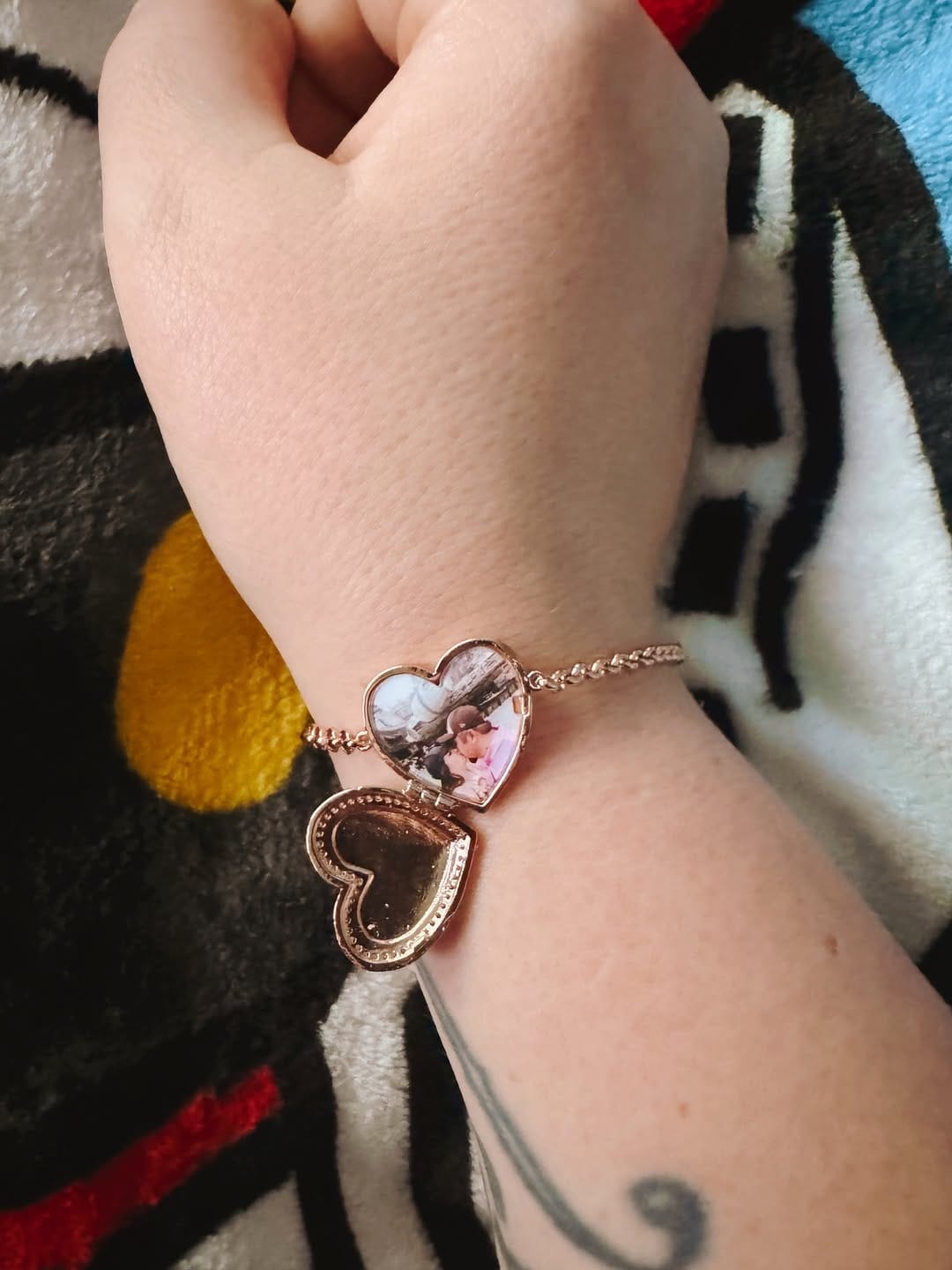 Customer photo review of Custom Photo Heart Locket Bracelet