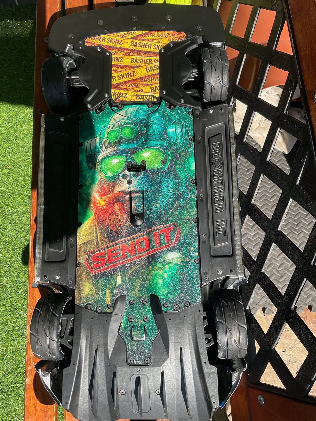 Customer photo review of ARRMA 6S ON-ROAD RANGE - "SEND IT APE 2.0" chassis protector skin
