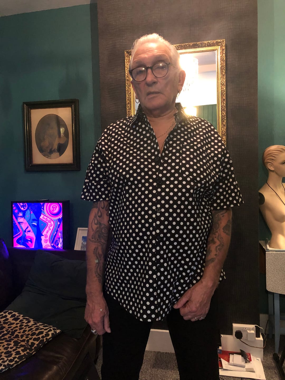 Customer photo review of Men's Cotton Casual Polka Dot Summer Black Pocket Short Sleeve Shirt