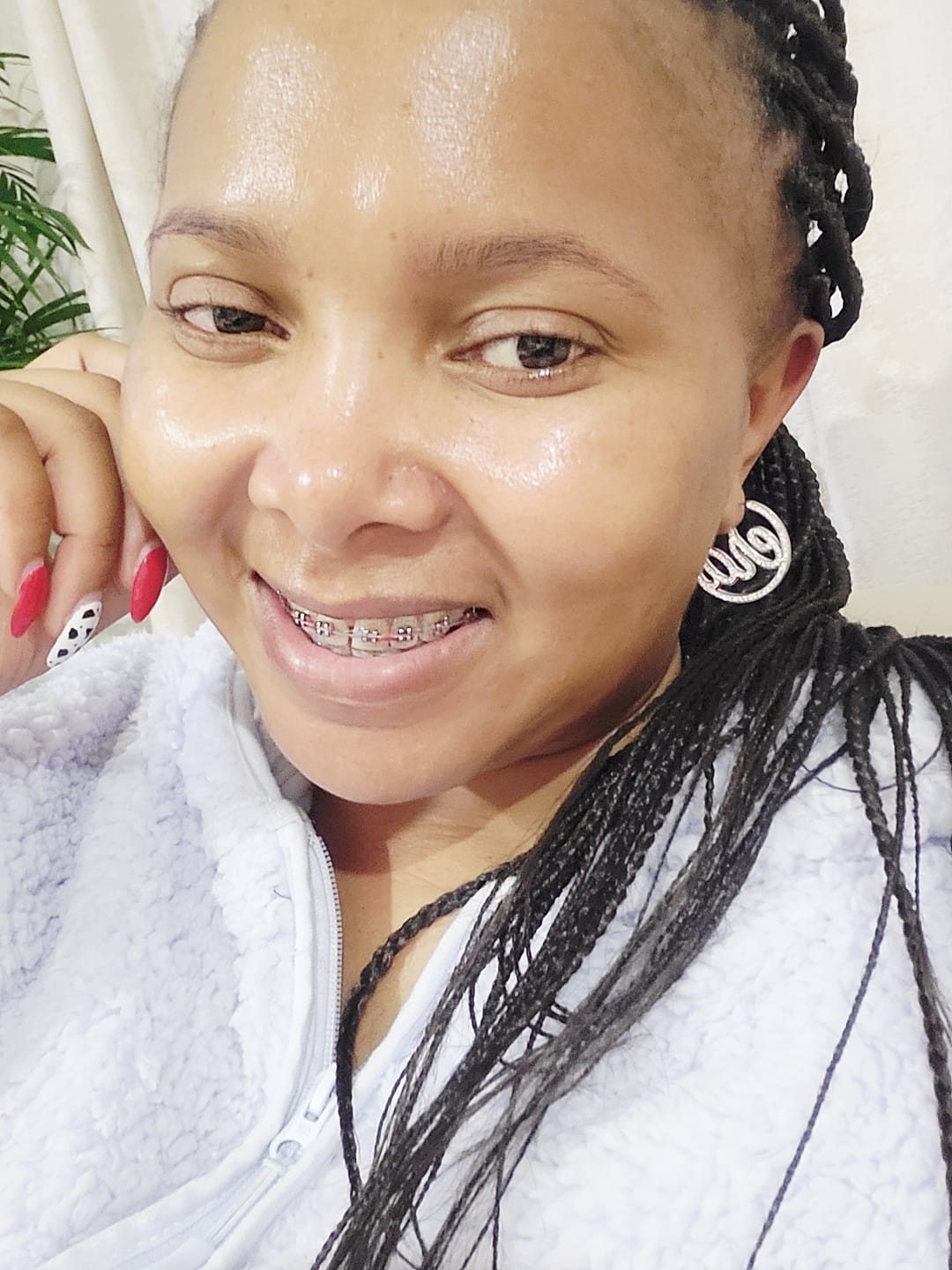 Customer photo review of Silver Luxe Mini Logo Hoops