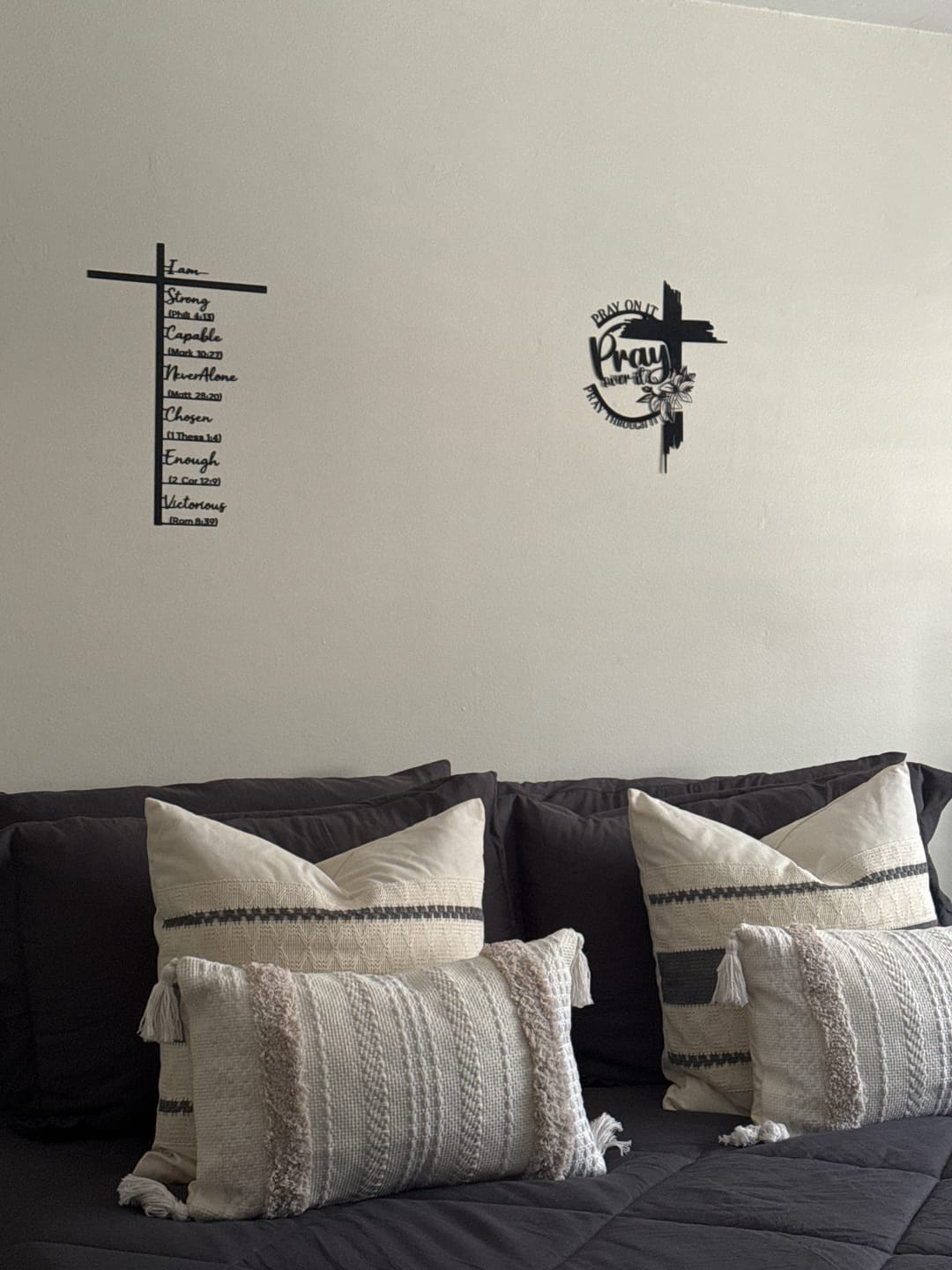 Customer photo review of Christianartworkshop Modern Style Pray Over It Quote Inspirational Metal Wall Decor