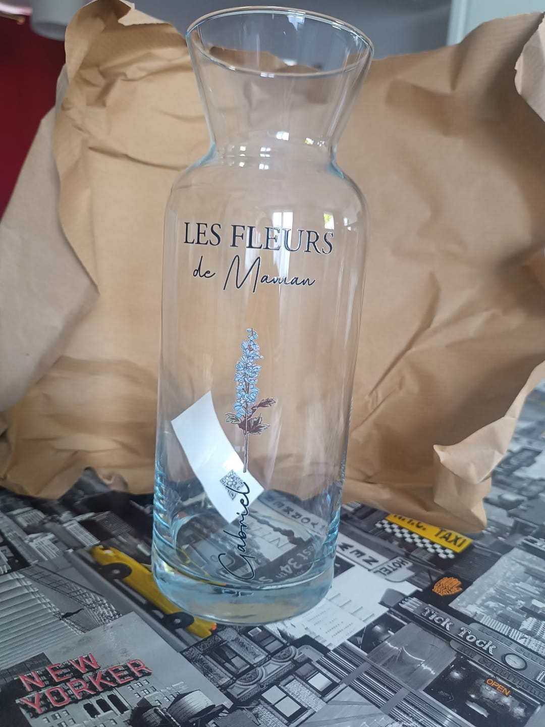 Customer photo review of Toujours en fleur – Vase personnalisé en verre avec fleurs et prénoms pour parents et grands-parents