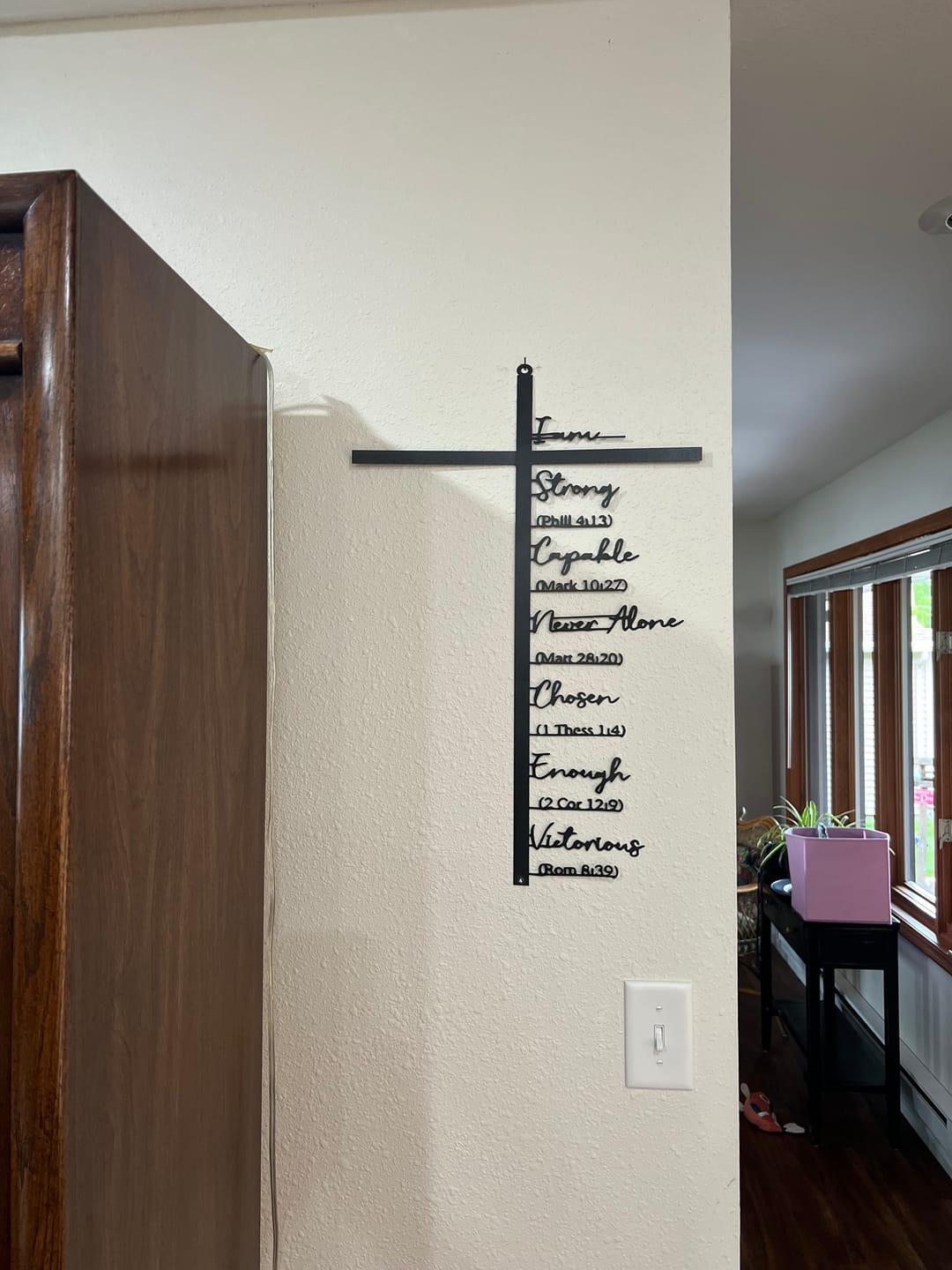 Customer photo review of Christianartworkshop Biblical Verse Cross Metal Wall Decor: Daily Faith Reminder