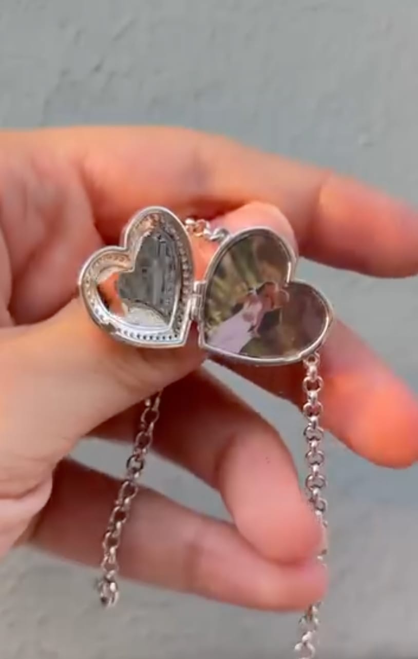 Customer photo review of Custom Photo Heart Locket Bracelet