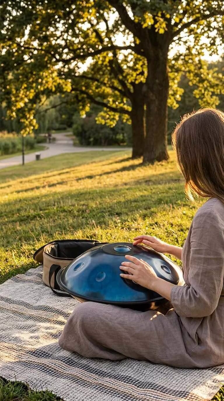 Customer photo review of Cosmos Handpan - Serene Blue 9 Notes in D Minor - Tambourine Gift Set