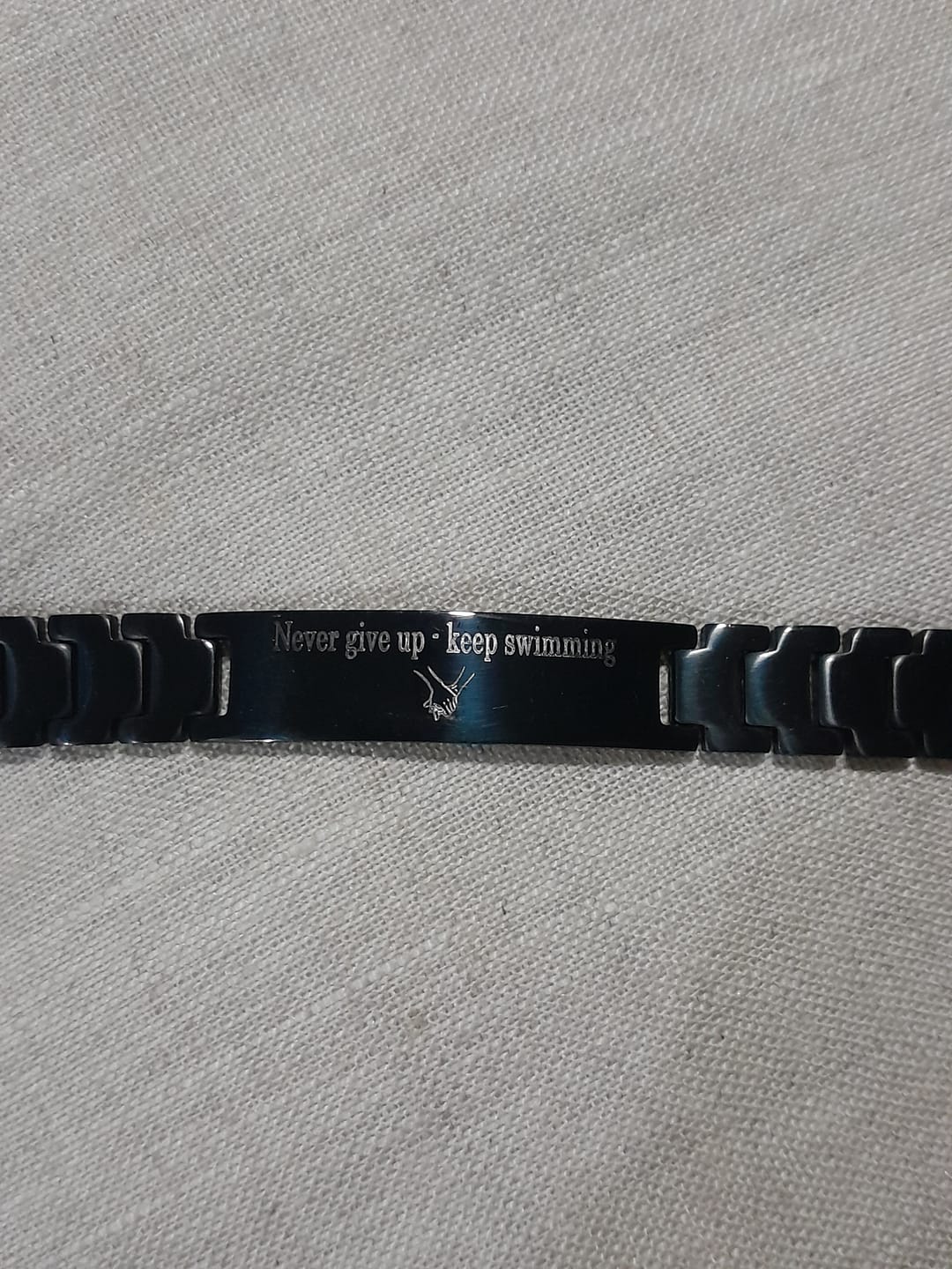 Customer photo review of Black Engravable Stainless Steel Bracelet for Men