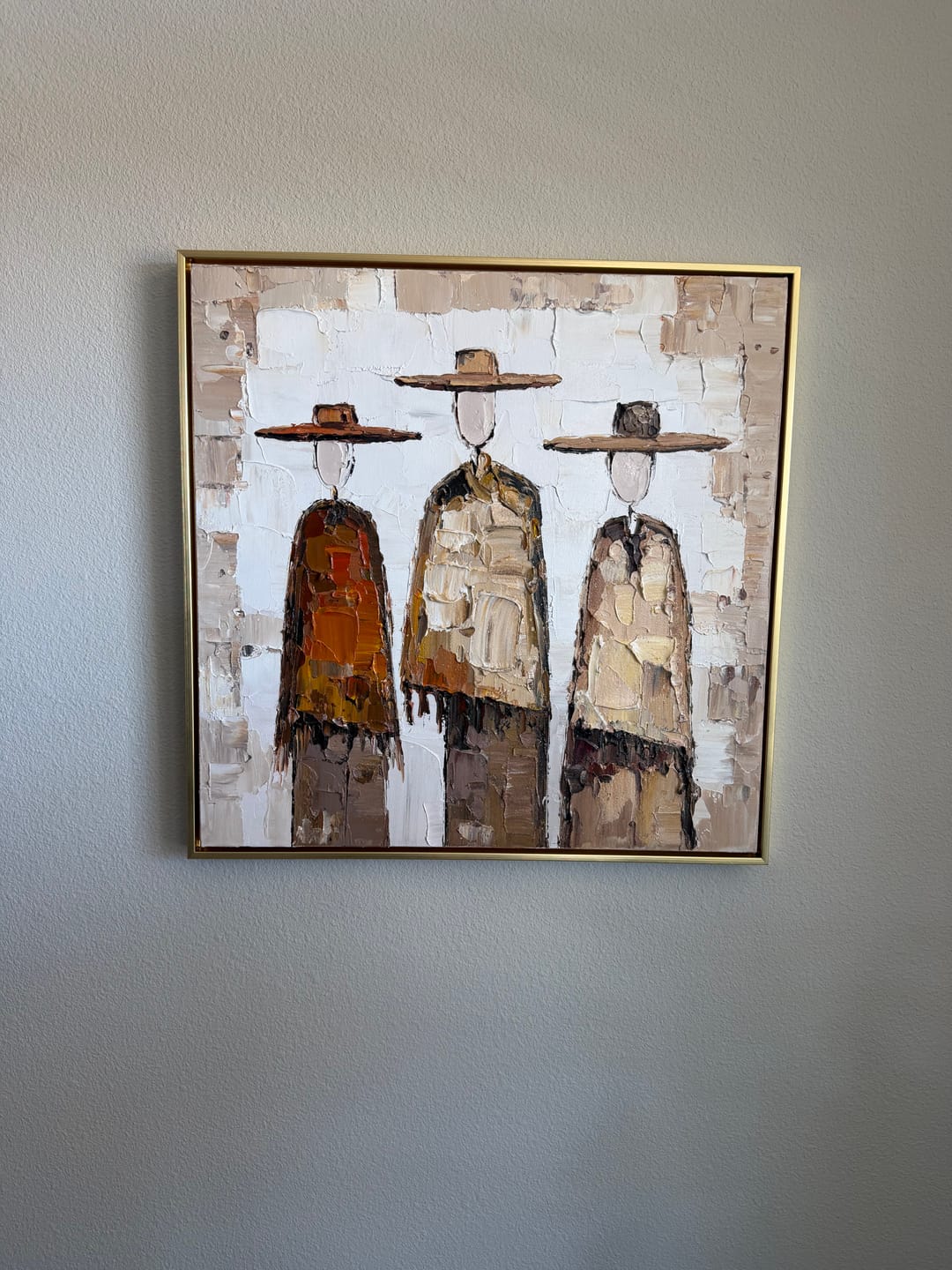 Customer photo review of Nomads of the Quiet Plains — Abstract Textured Figurative Painting