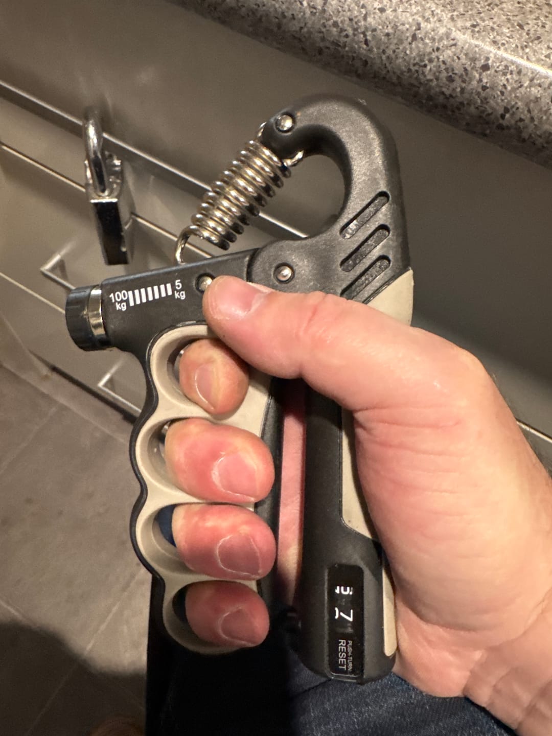 Customer photo review of SteelFlex™ Adjustable Grip Trainer – 11–220 lbs Hand Strength Builder