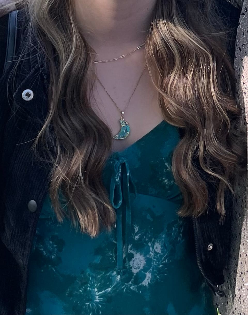 Customer photo review of Rhythm Of Time Turquoises Moon Necklace