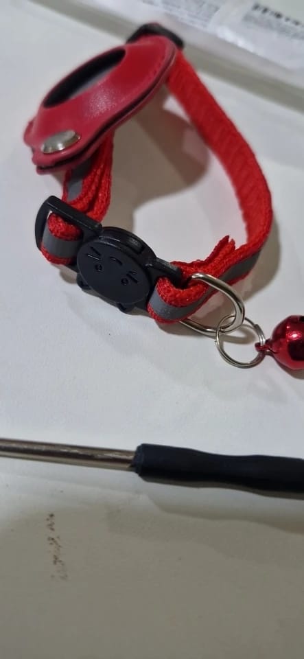 Customer photo review of Cat AirTag Holder Collar Breakaway Reflective Strips Adjustable Kitten Collar Waterproof Cat Bell Collar Pet Air Tag Case collar