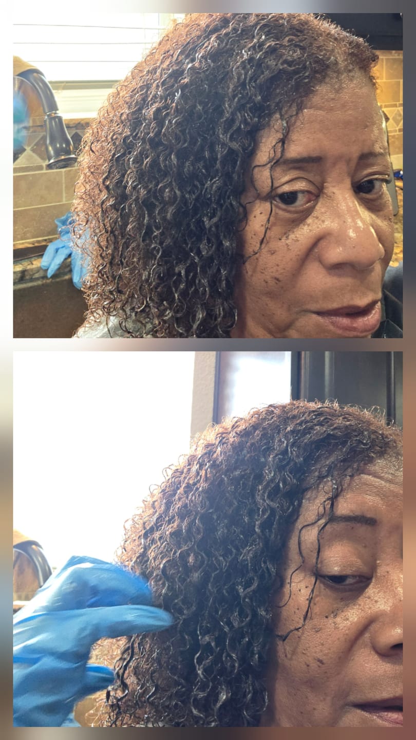 Customer photo review of Curly Hair Wash & Go System – Organic Jojoba Oil for Moisturized, Nourished Curls with Calming Lavender 💜 (Steps 1–4)