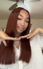Customer photo review of Luvwin 33B Reddish Brown Straight 13x4 Lace Frontal Wigs Put On And Go Human Hair Wigs