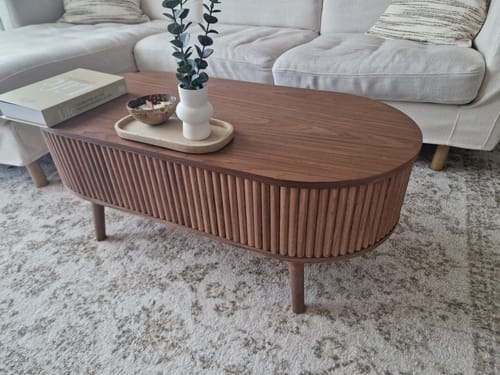 Customer photo review of LOTTA - Table basse en bois de noyer avec rangement