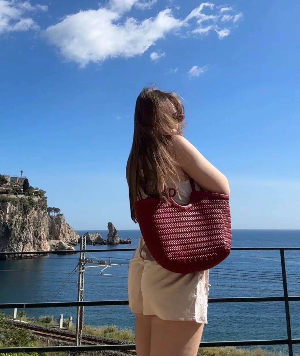 Customer photo review of Bianca Handwoven Leather Tote Bag