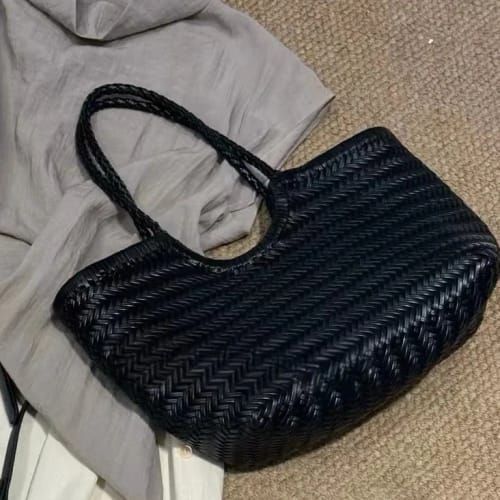 Customer photo review of Tatum Handwoven Leather Tote Bag