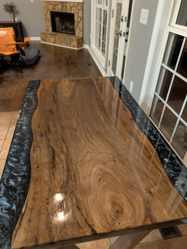 Customer photo review of Epoxy Dining Room Table - Modern Farmhouse Kitchen Table