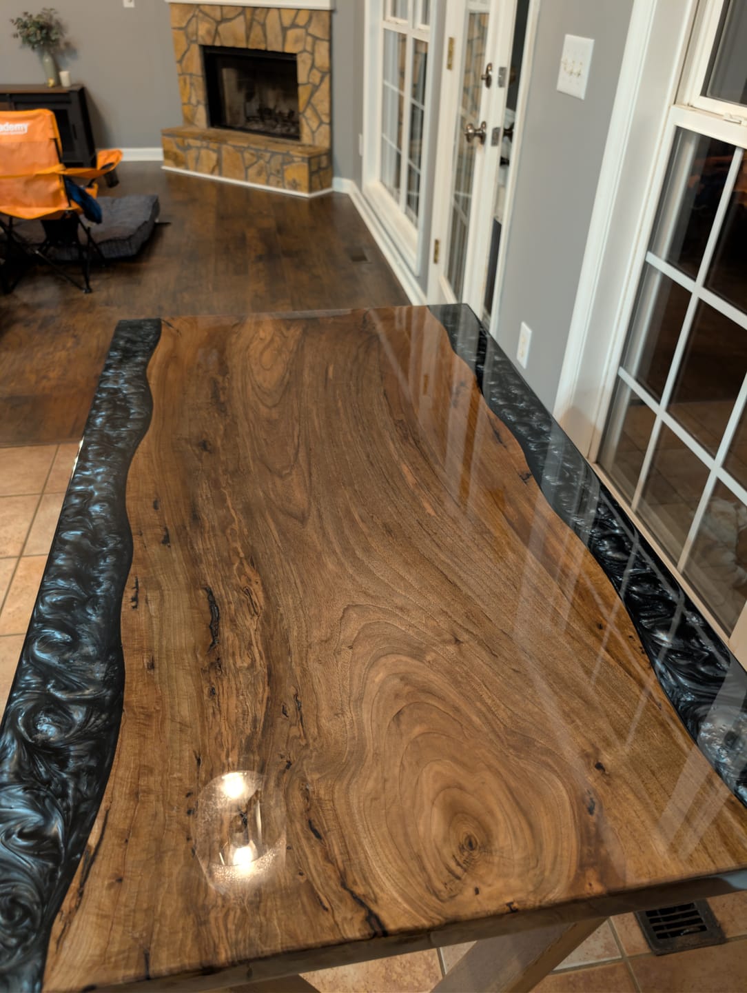 Customer photo review of Epoxy Dining Room Table - Modern Farmhouse Kitchen Table
