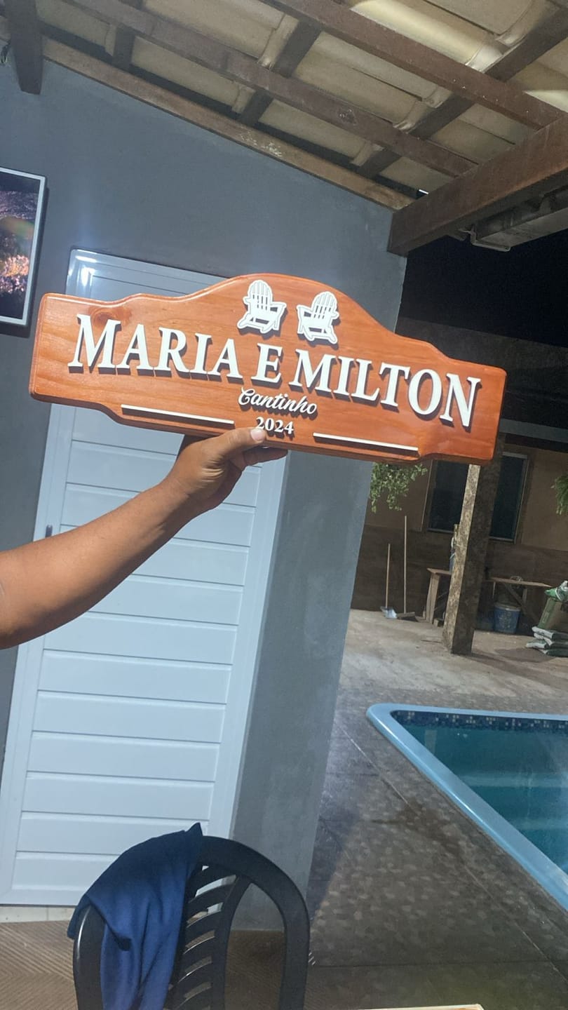 Customer photo review of Placa de Madeira Área de Lazer