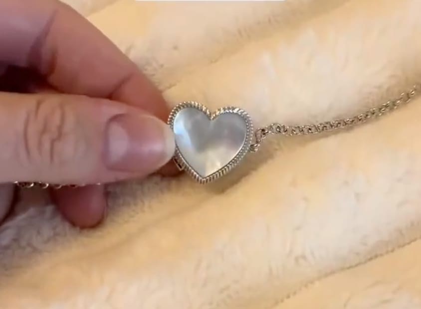 Customer photo review of Custom Photo Heart Locket Bracelet