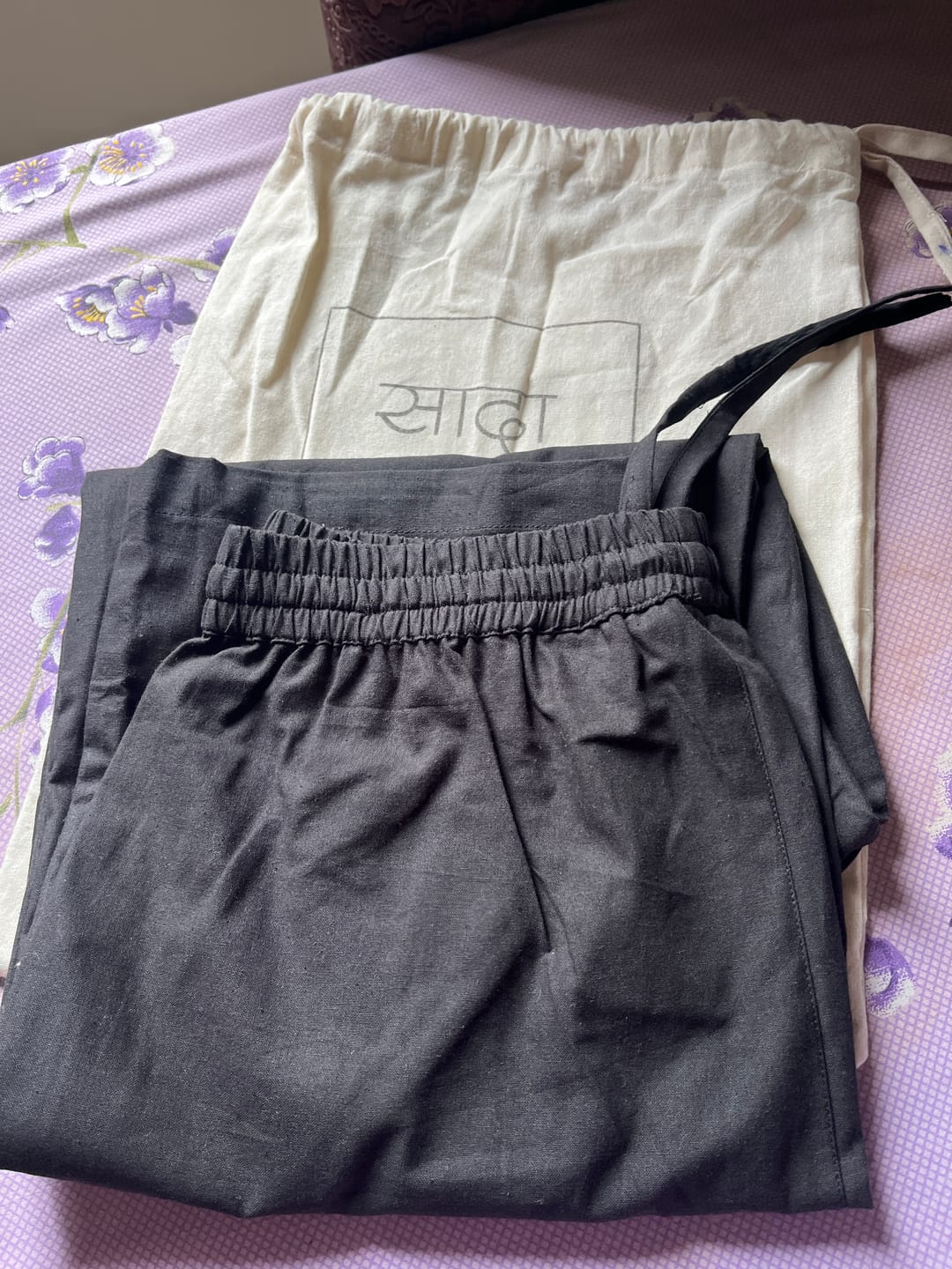 Customer photo review of Women Black Cotton Straight Pant