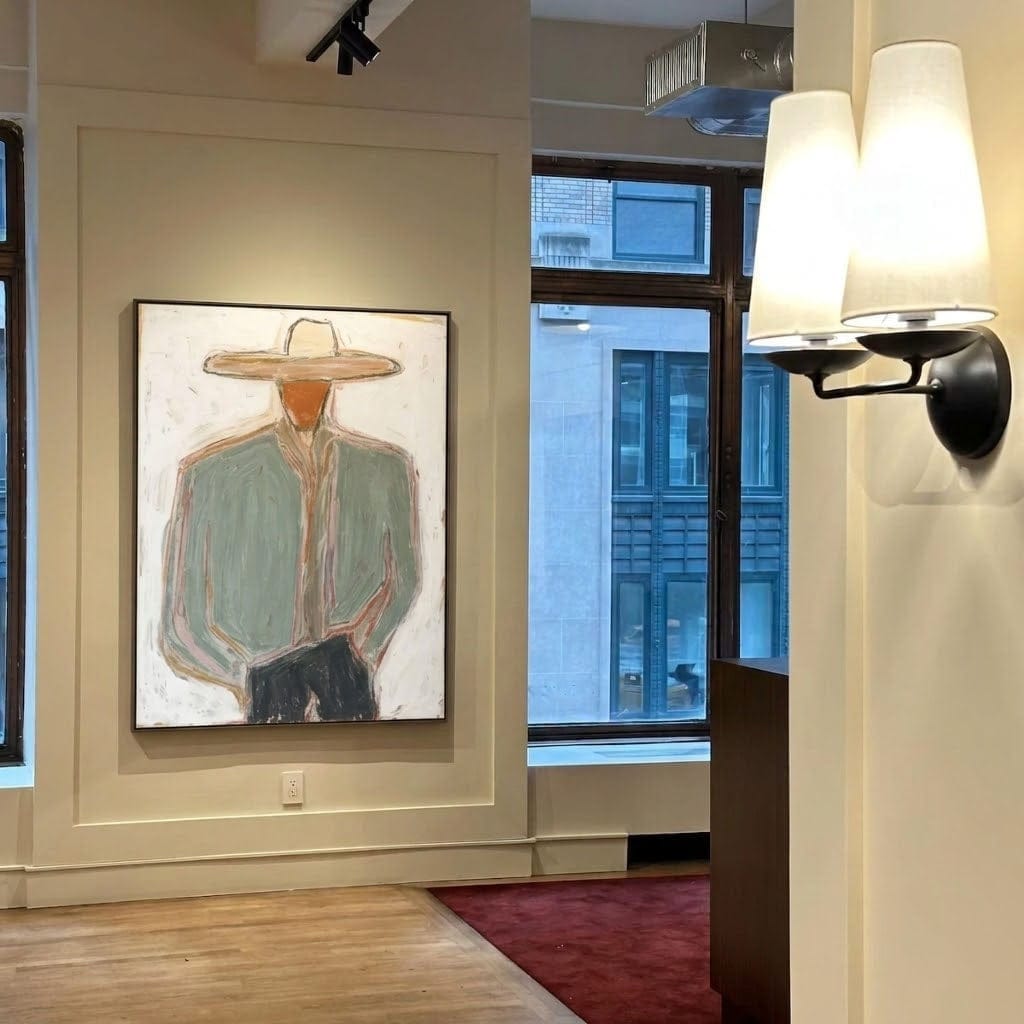 Customer photo review of "Warm Desert Cowboy" – Expressive Sculptural Art | 3D Layered Sage Green & Ochre Canvas | Luxury Vertical Wall Art #PE 010