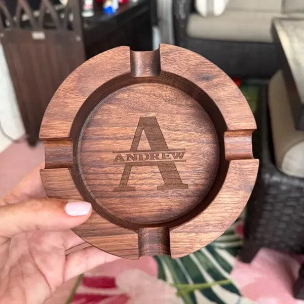 Customer photo review of Personalized Name Walnut Cigar Ash Tray for Dad,Grandpa,Boyfriend,Friend