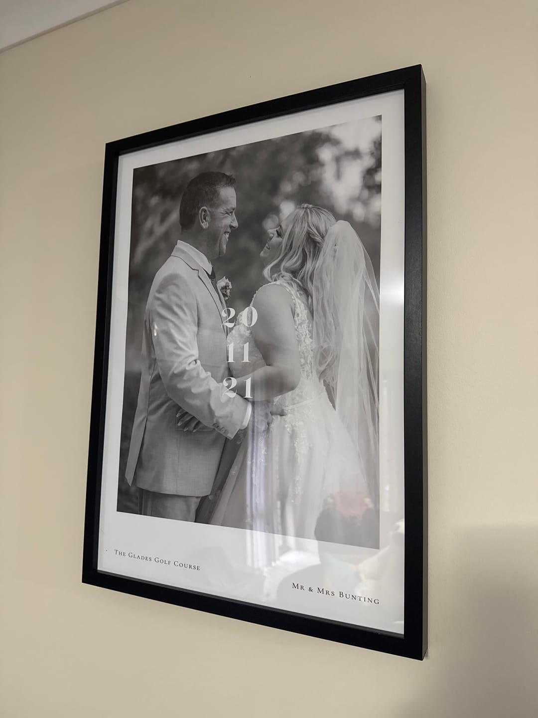 Customer photo review of Personalised Wedding / Engagement Photo Print with Date & Location Text