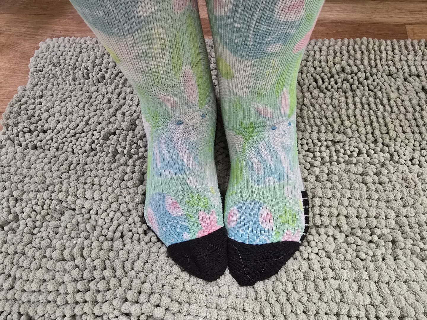 Customer photo review of Bunny Garden Compression Socks